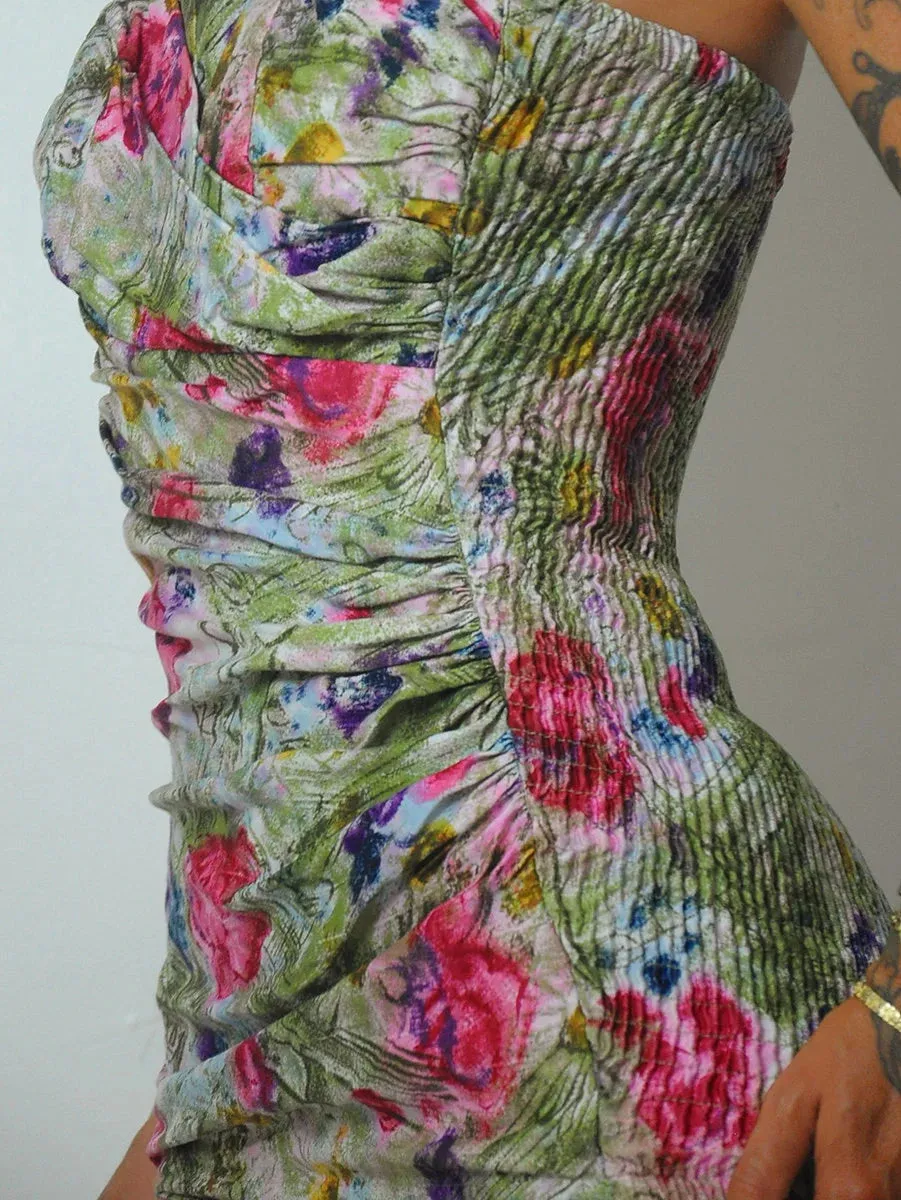 1950's Miss Hawaii Watercolor Floral Swimsuit