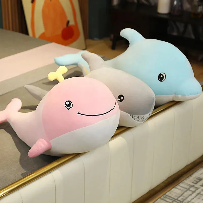 1pc 30CM  Kawaii Shark/Dolphin/Whale Plush Toys Lovely Stuffed Soft Animal Pillow Dolls for Children Girls Lovely Christmas Gift