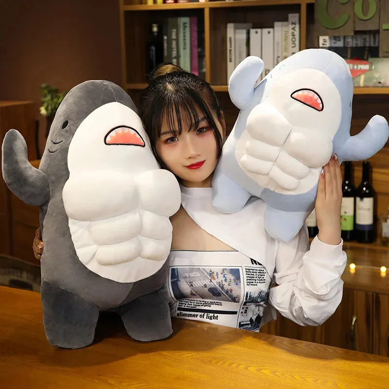 40cm Cute Worked Out Shark Plush Toys Stuffed Mr Muscle Animal Pillow Appease Cushion Doll Gifts for Kids Children Girls