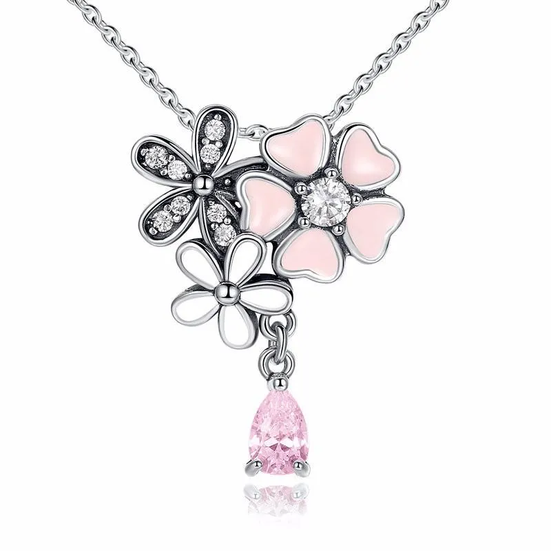 925 Sterling Silver Pink Cherry Flower Blossom Jewelry Sets