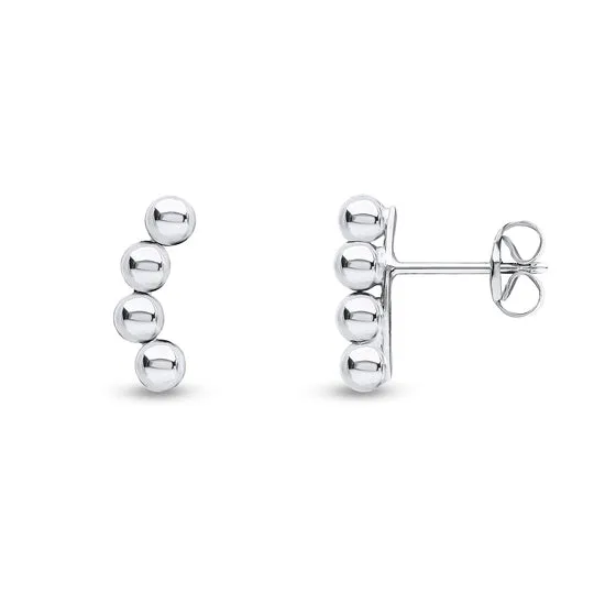 9ct White Gold Curved 3MM Balls Earrings