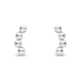 9ct White Gold Curved 3MM Balls Earrings