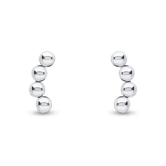 9ct White Gold Curved 3MM Balls Earrings