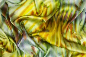 Abstract Watercolor Italian Silk Charmeuse - Yellow/Green