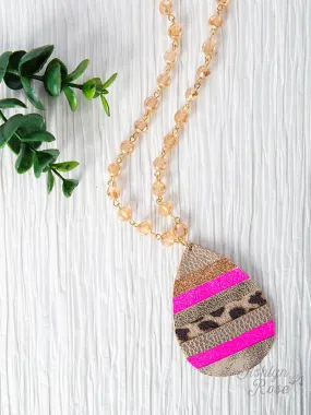 All Fun and Games Teardrop Necklace, Fuchsia