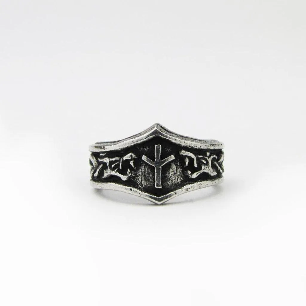 Asgard Algiz Letter X or Z Rune Ring - Adjustable