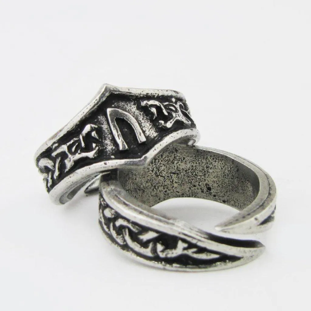 Asgard Uruz Letter U or V Rune Ring - Adjustable