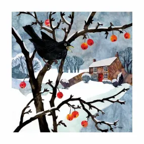 Blackbird and Crabapples Christmas Card Pack