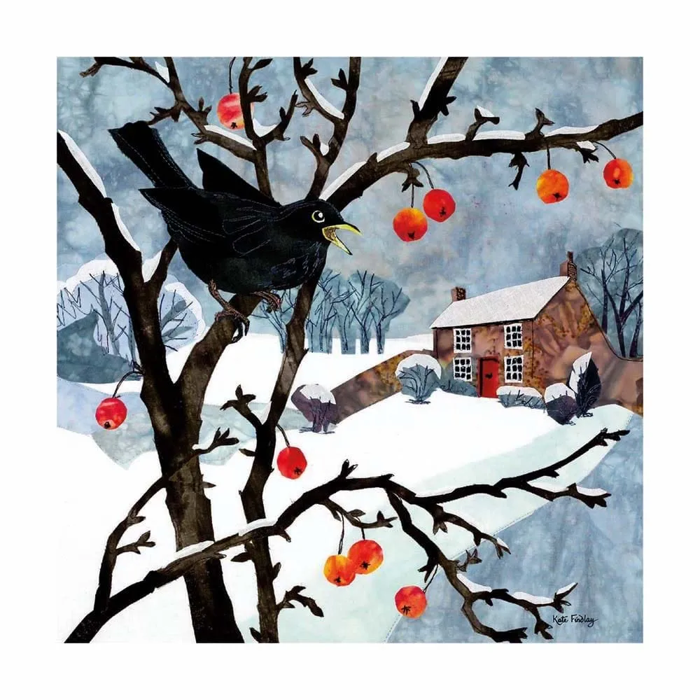 Blackbird and Crabapples Christmas Card Pack