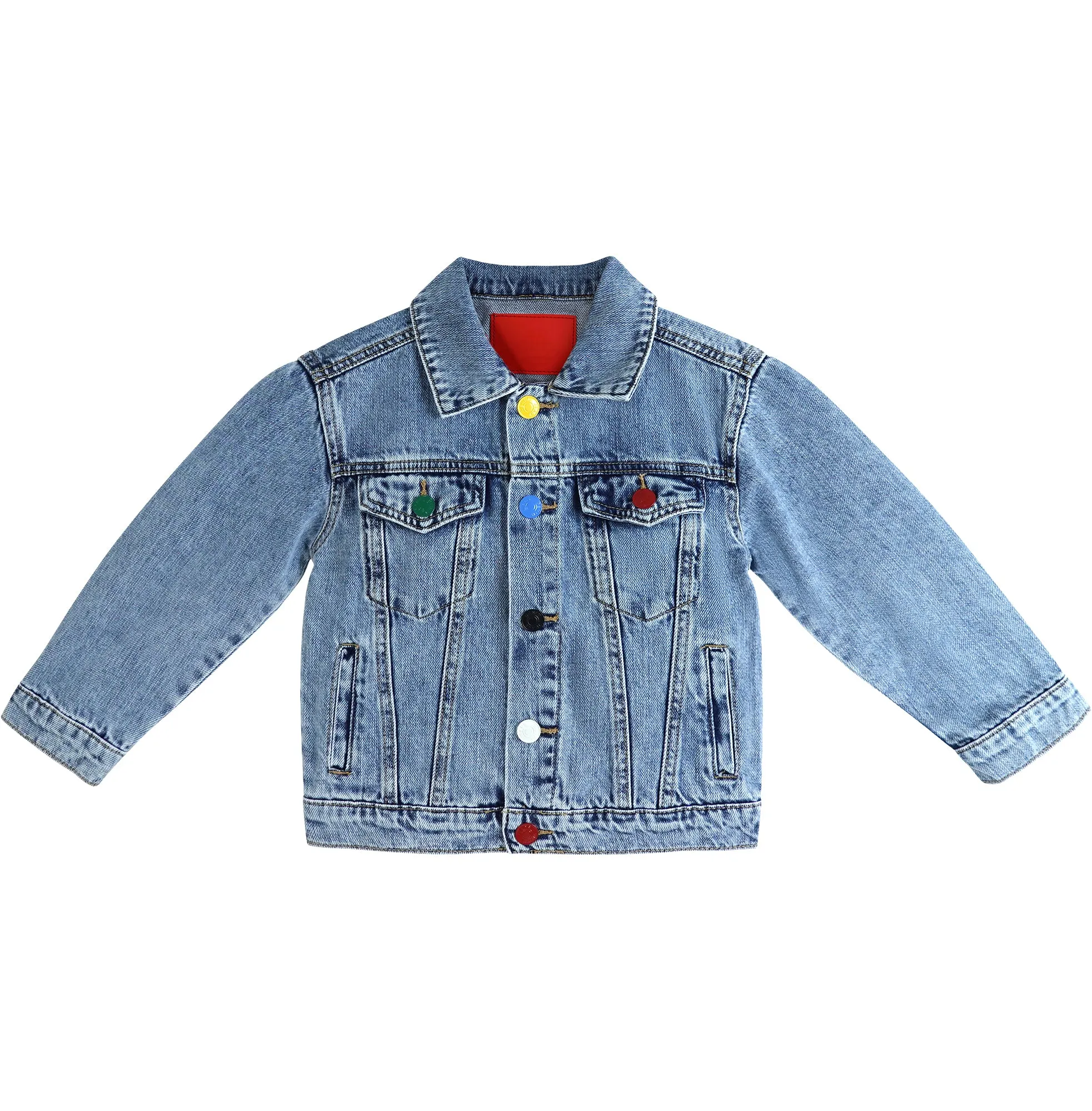 Boys Denim Jacket,Little Big Kids Simple Design Colored Buttons Jean Coat