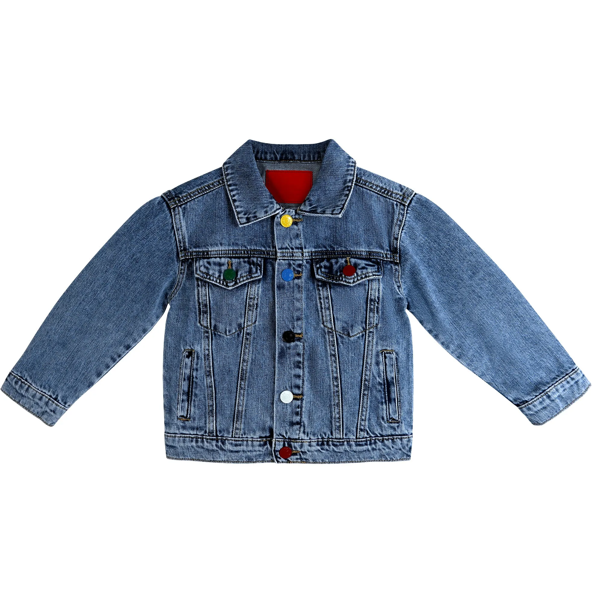 Boys Denim Jacket,Little Big Kids Simple Design Colored Buttons Jean Coat