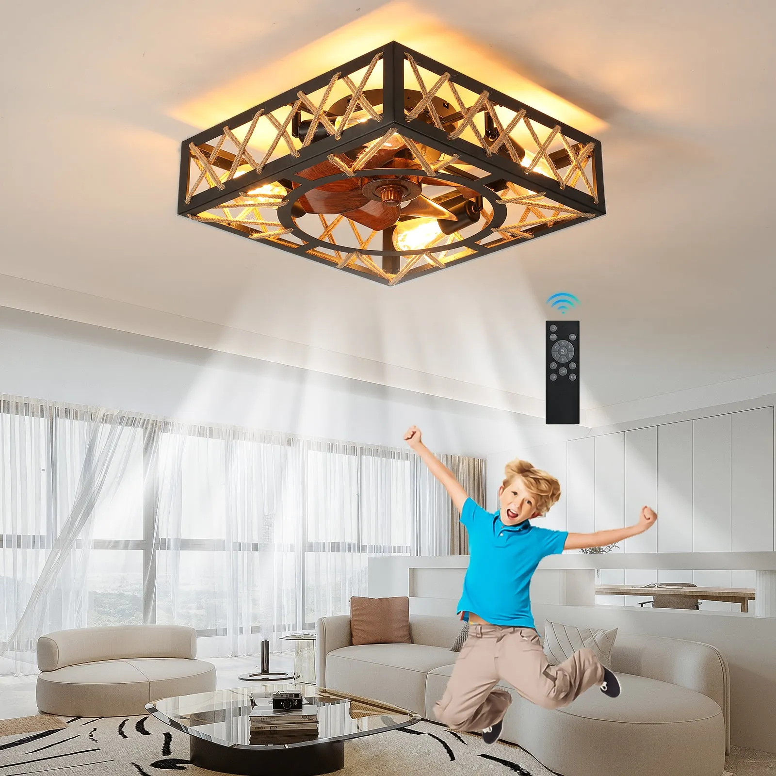 Ceiling Fan with Lights Dimmable LED