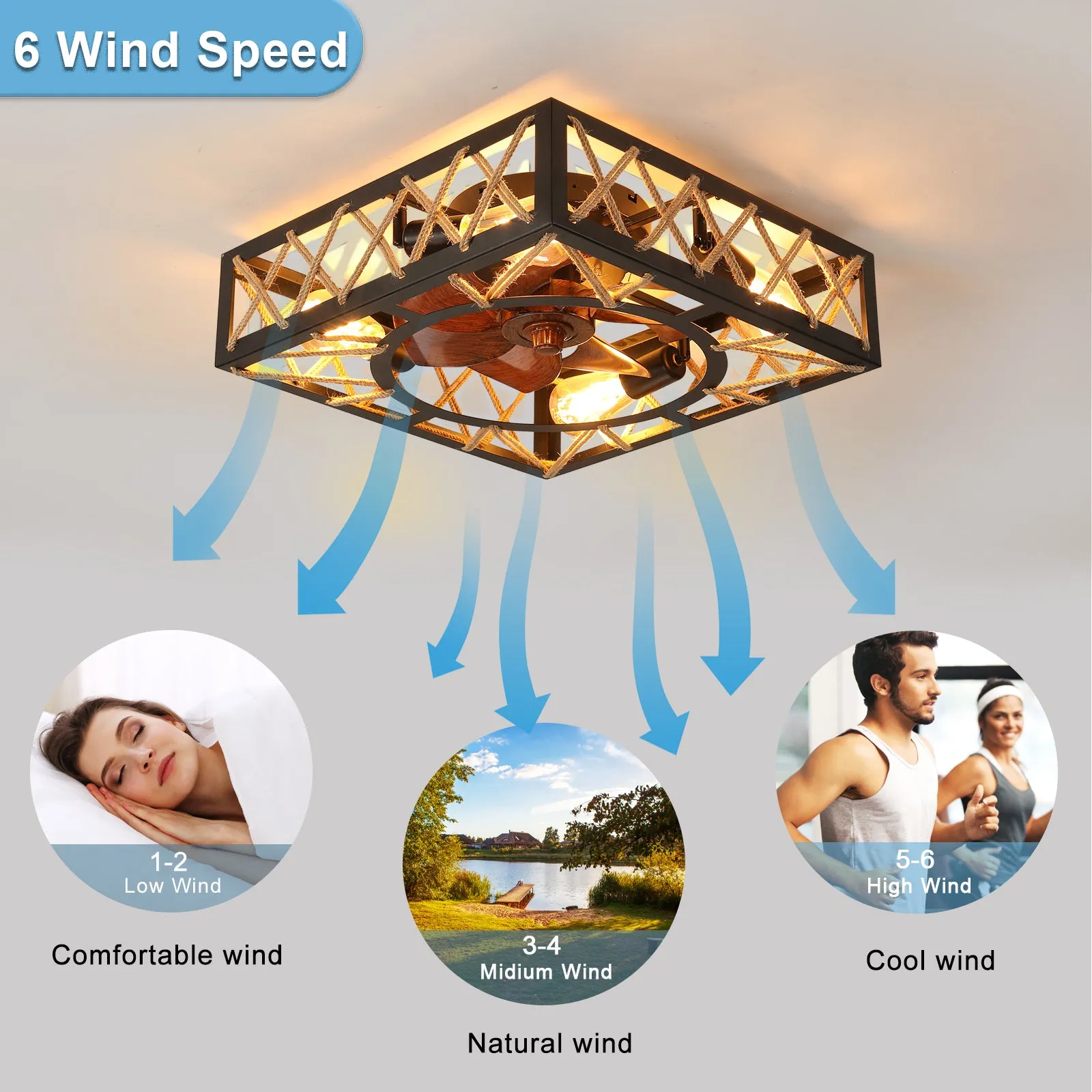 Ceiling Fan with Lights Dimmable LED