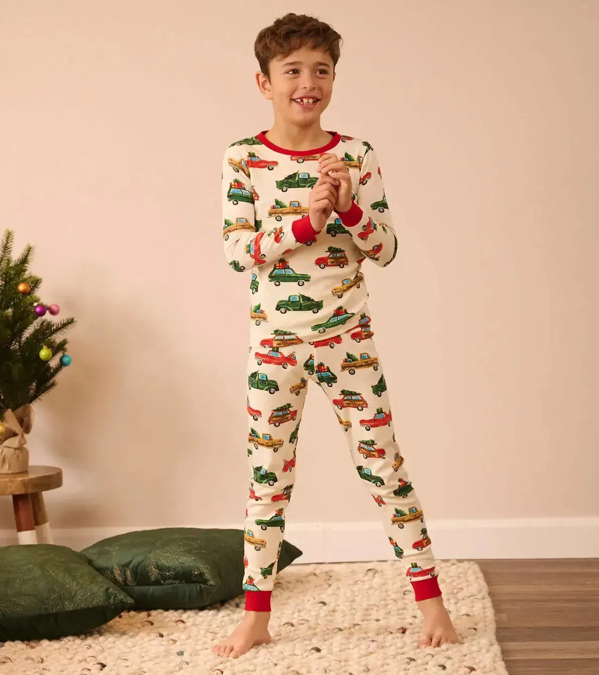 Christmas Cars Kids Organic Cotton Boys Pajama Set | Hatley