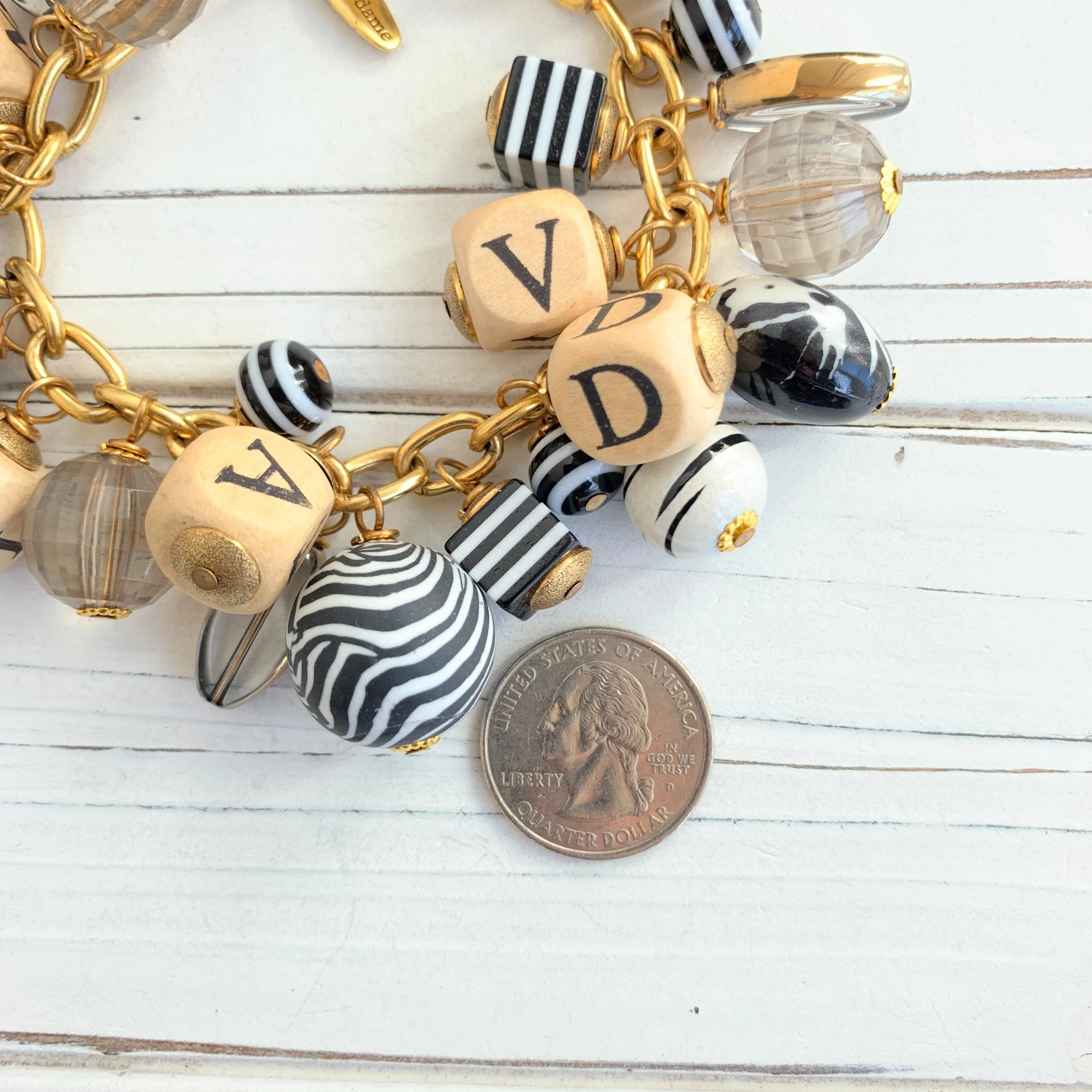 Chunky Alphabet Bracelet in Zebra Print