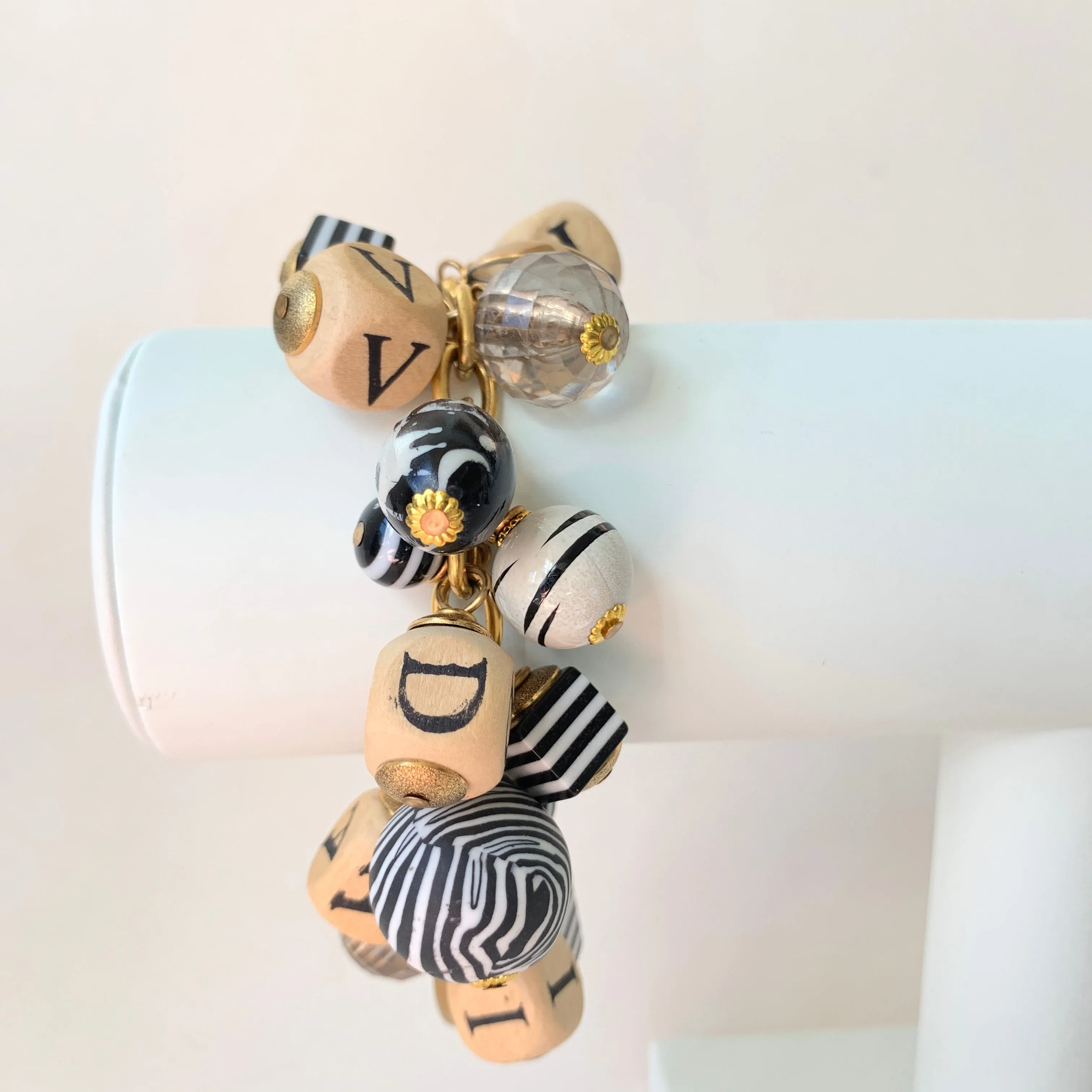 Chunky Alphabet Bracelet in Zebra Print