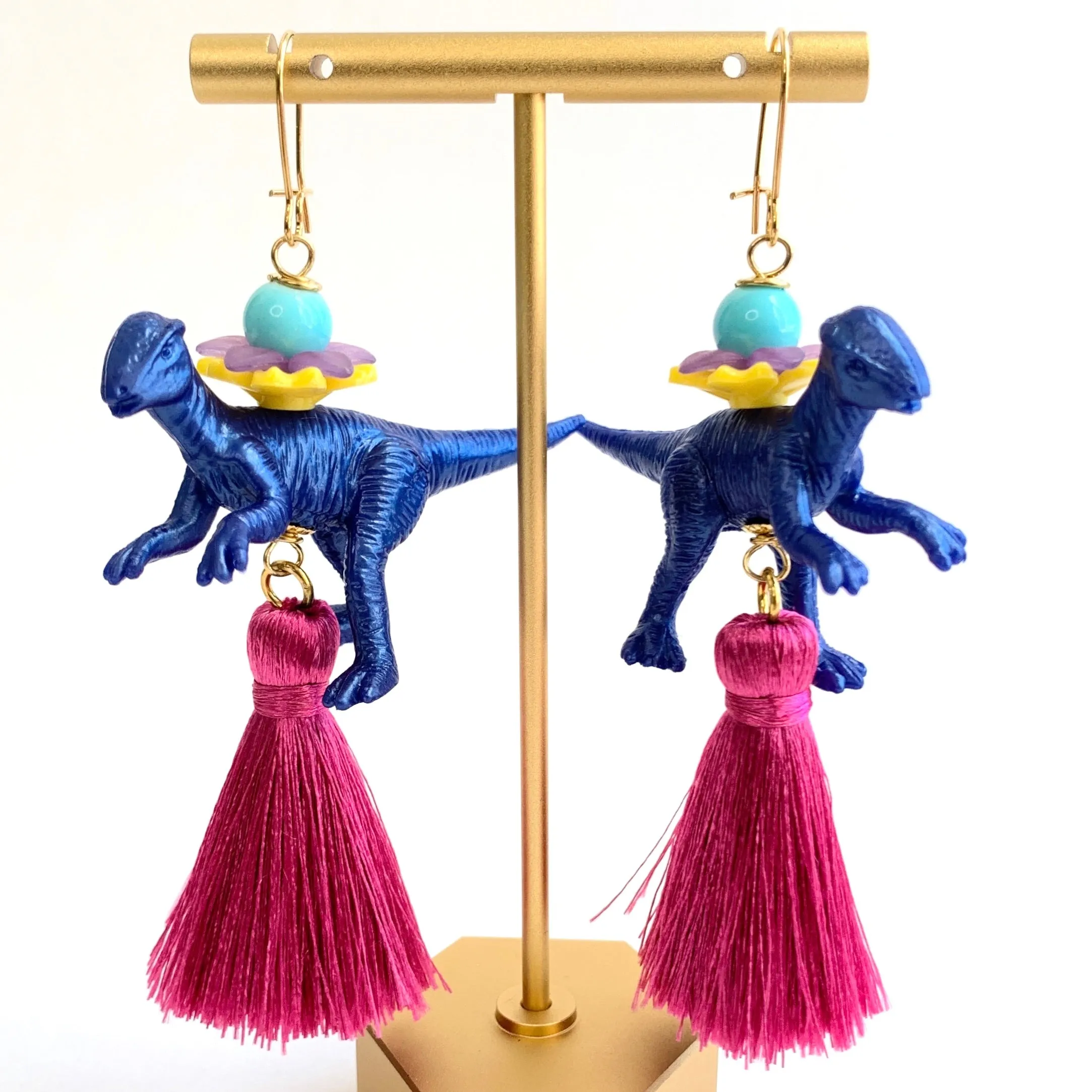 Cobalt Dinosaur Earrings