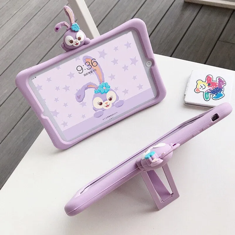 Cute Purple Bunny Design Built in Stand   Shiulder Strap Shockproof iPad Case for iPad 2017 2018 2019 2020 2021 2022 Pro Mini Air 1 2 3 4 5