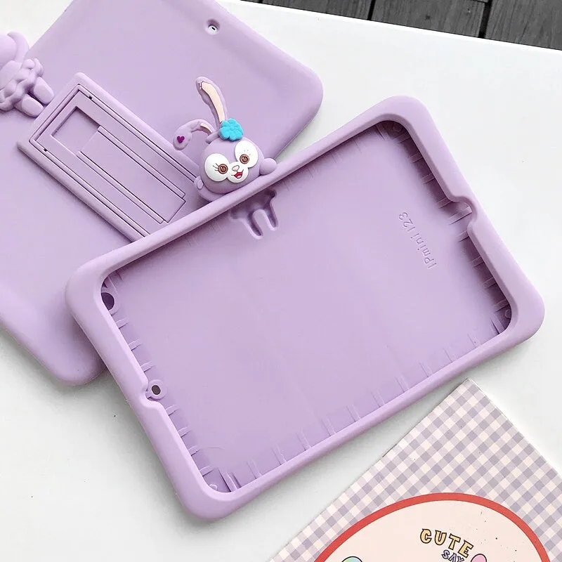 Cute Purple Bunny Design Built in Stand   Shiulder Strap Shockproof iPad Case for iPad 2017 2018 2019 2020 2021 2022 Pro Mini Air 1 2 3 4 5