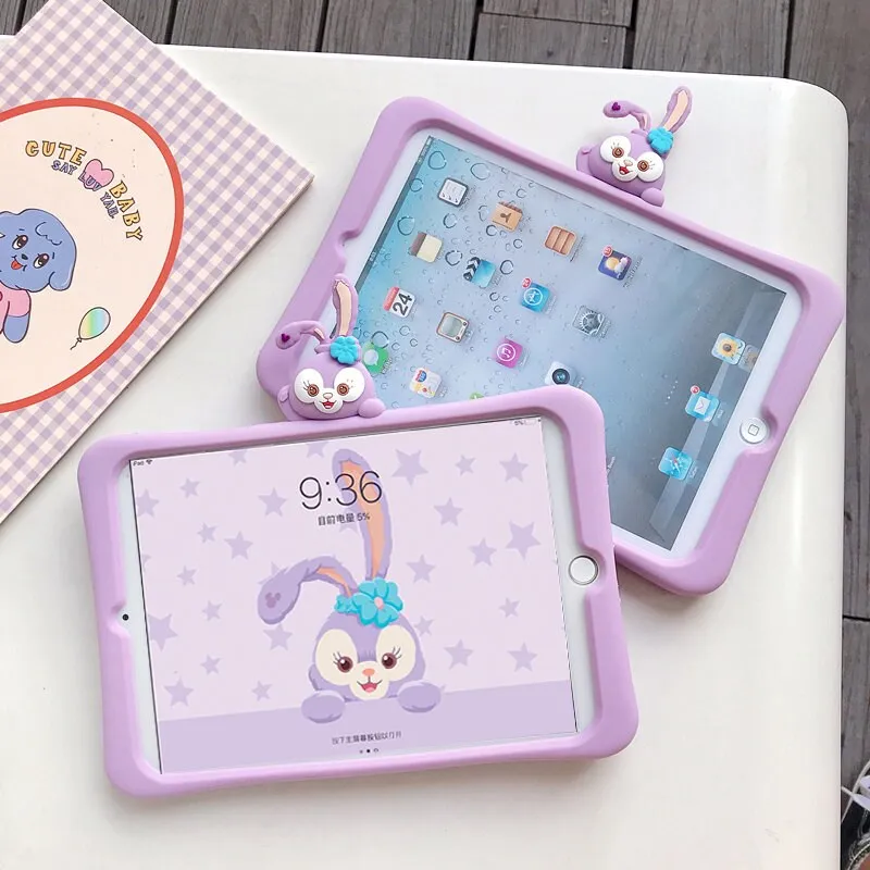 Cute Purple Bunny Design Built in Stand   Shiulder Strap Shockproof iPad Case for iPad 2017 2018 2019 2020 2021 2022 Pro Mini Air 1 2 3 4 5