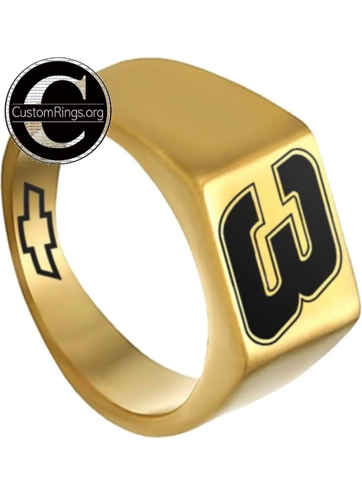 Dale Earnhardt Logo Ring Chevy Intimidator Gold Titnium Steel Band #intimidator #nascar