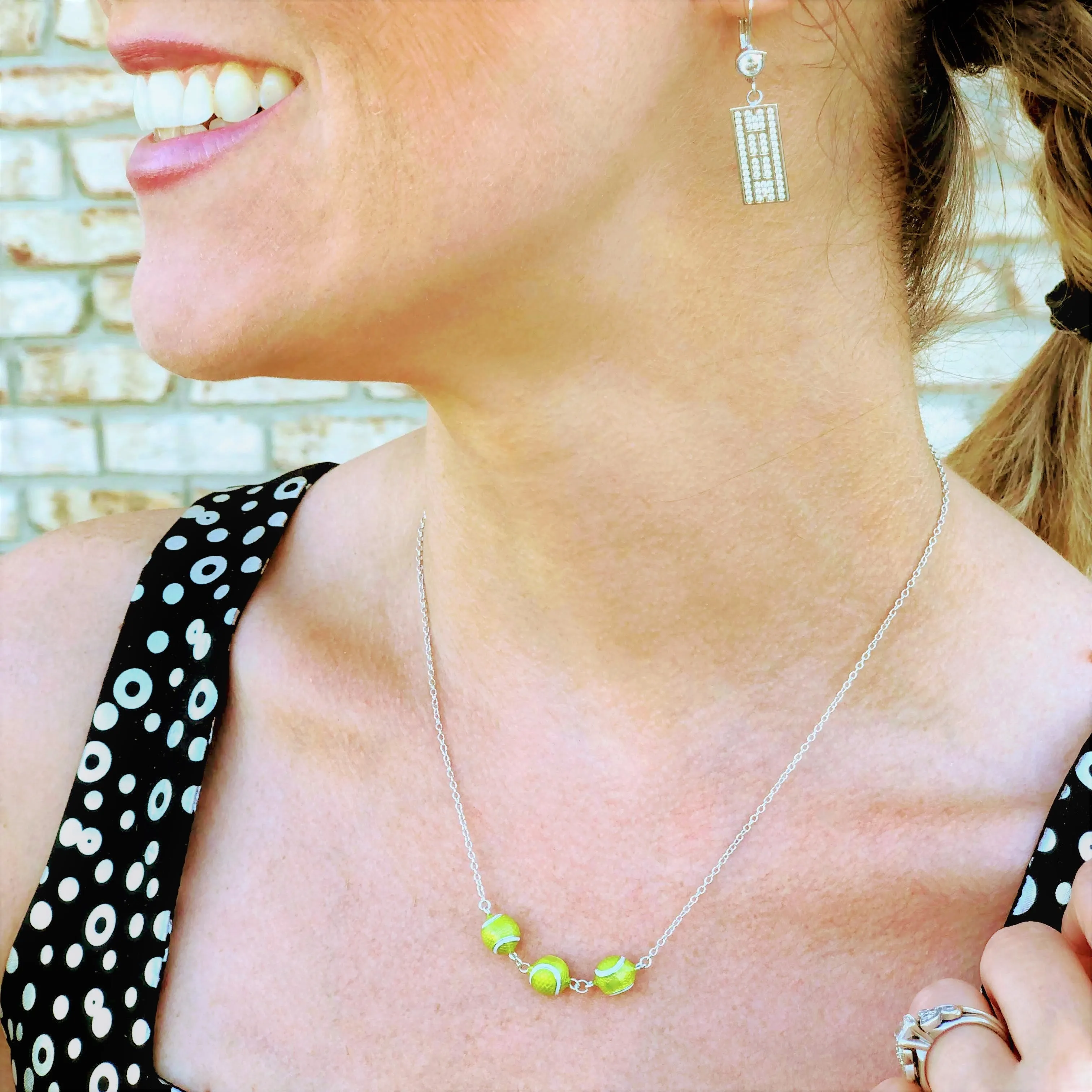 Enamel Three Tennis Ball Necklace