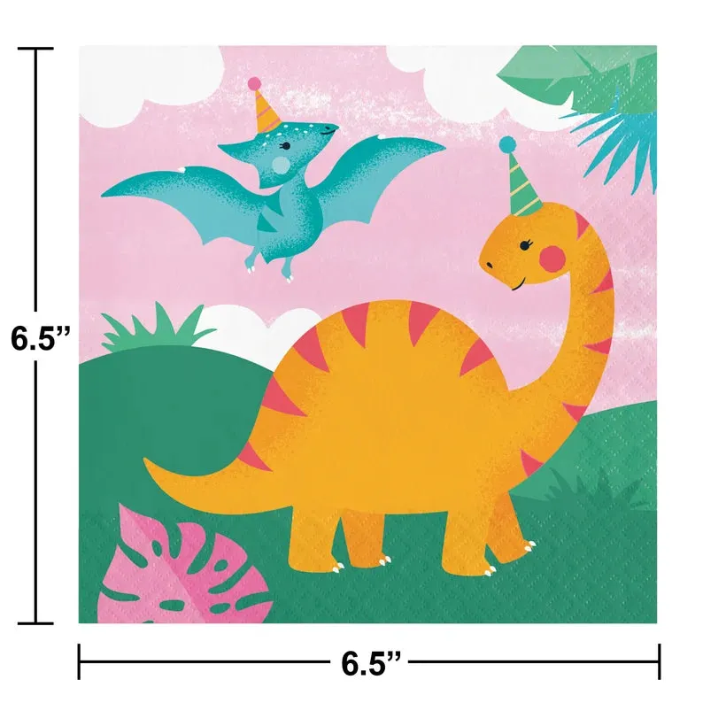 Girl Dinosaur Large Napkins