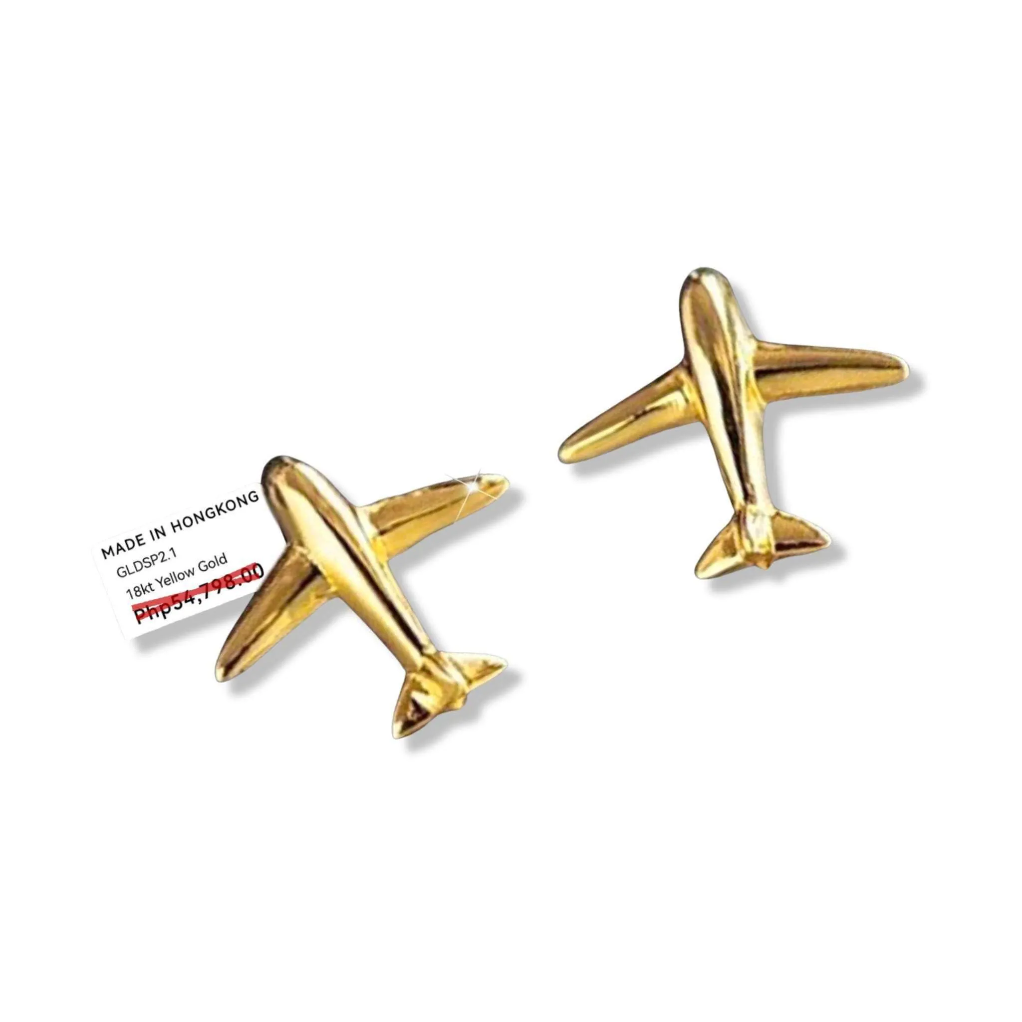 #GOLD2024 | 18K Golden Airplane Stud Earrings