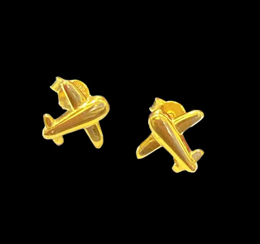 #GOLD2024 | 18K Golden Airplane Stud Earrings