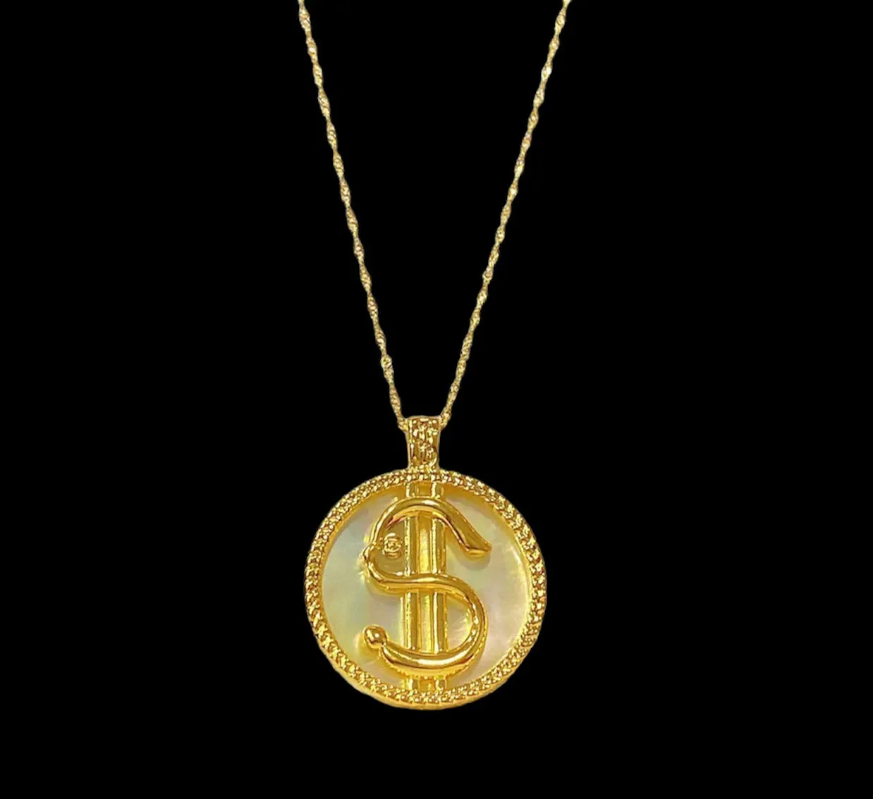 #GOLD2024 | 18K Golden Dollar Sign Pendant Necklace