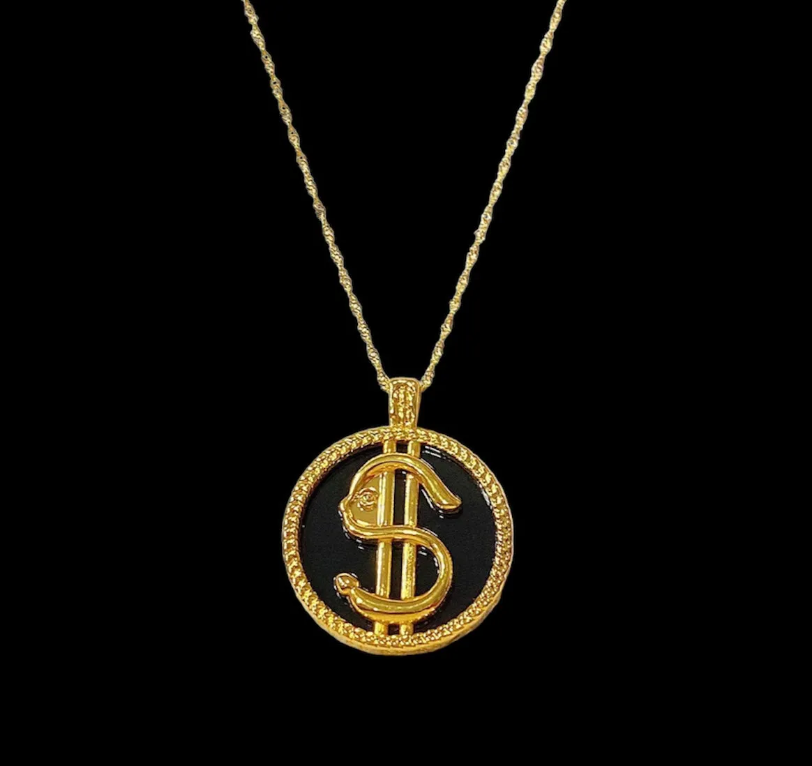 #GOLD2024 | 18K Golden Dollar Sign Pendant Necklace