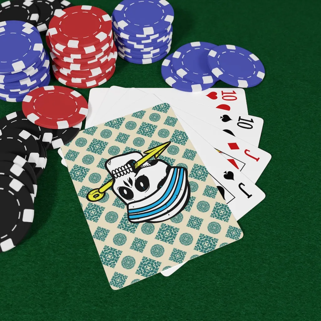 Green pattern with Sailor skull Custom Poker Cards