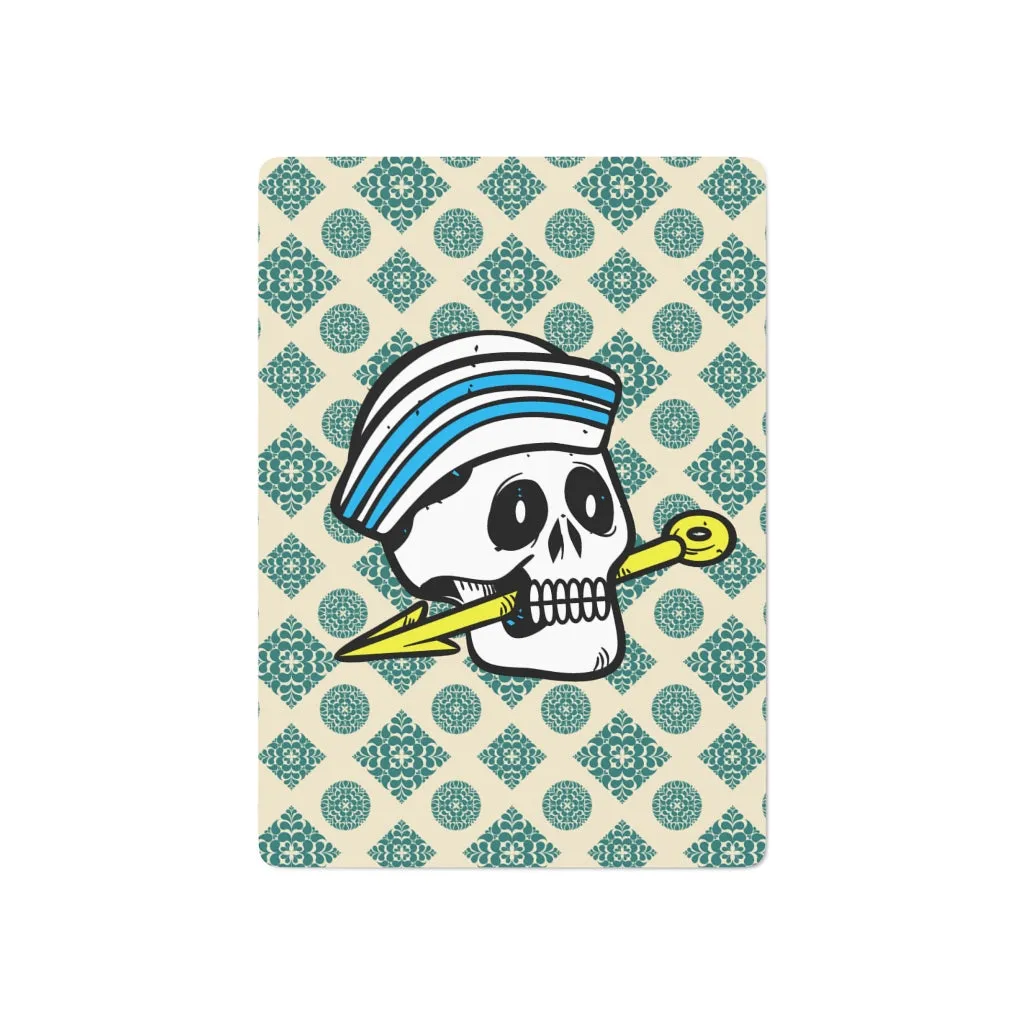 Green pattern with Sailor skull Custom Poker Cards