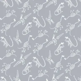 Henry Glass Dinosaur Fossil Fabric Grey Dinosaur Kingdom