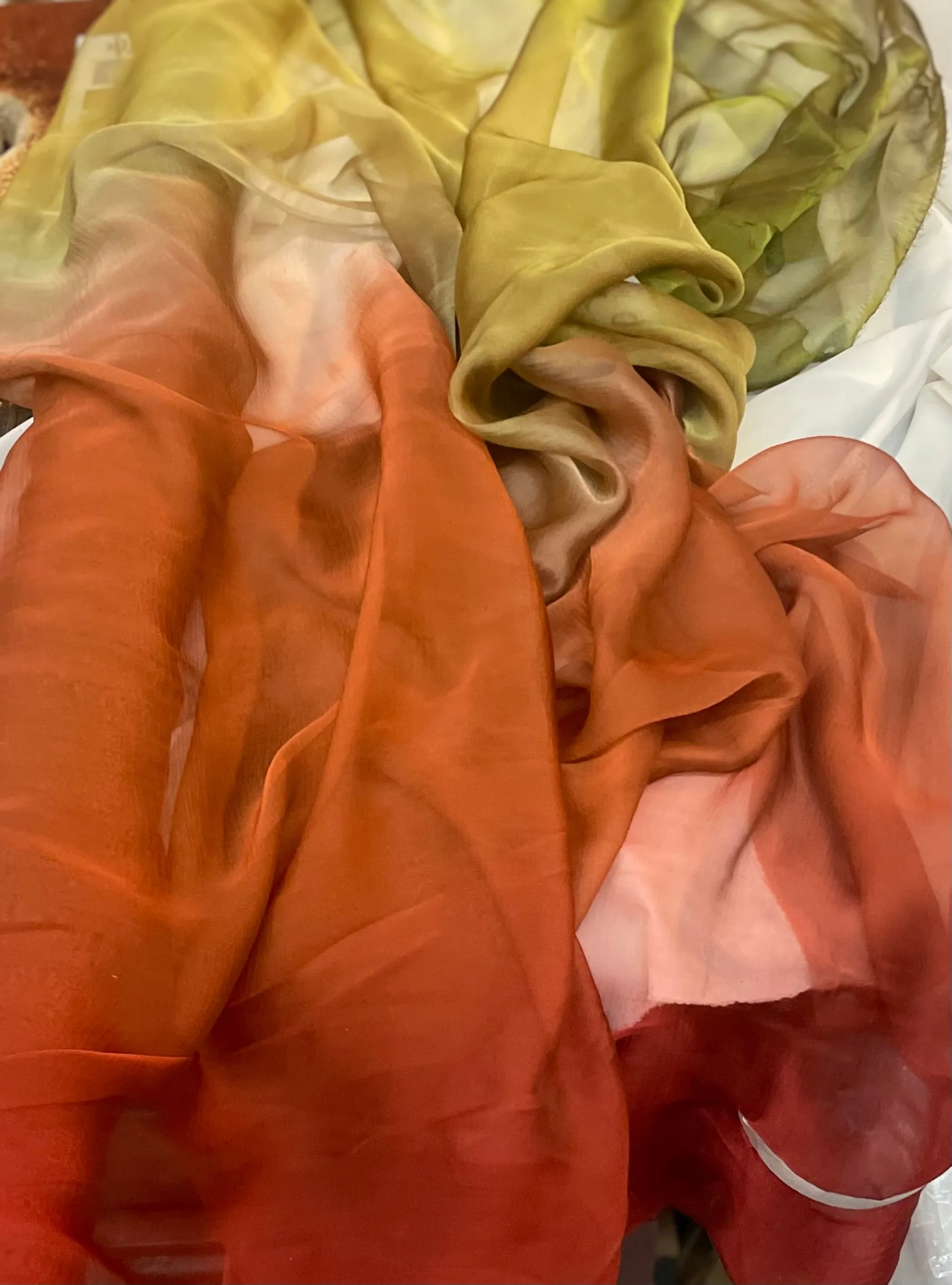 Italian Ombre Silk Chiffon - Yellow, Orange & Red