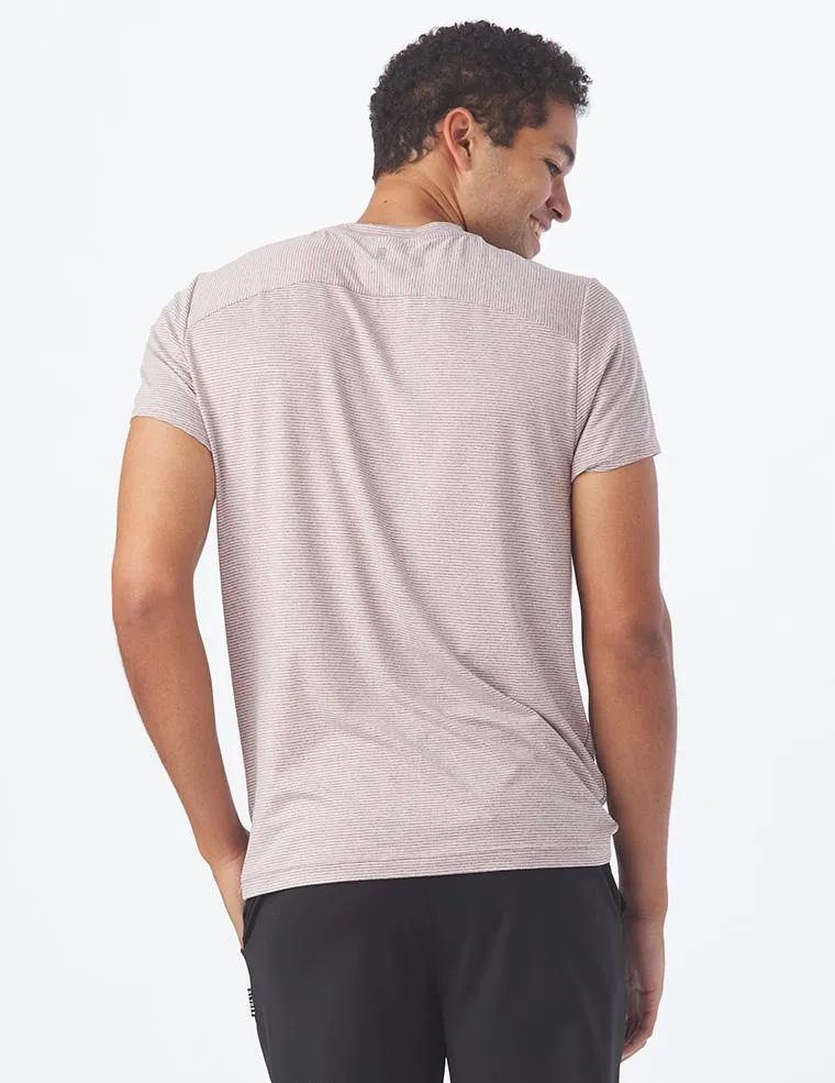 Salton Short Sleeve: Mauve Heather and White Stripe