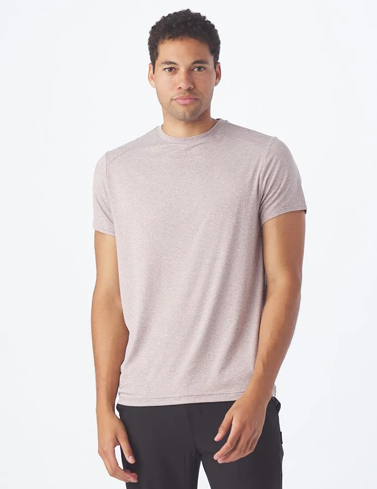 Salton Short Sleeve: Mauve Heather and White Stripe