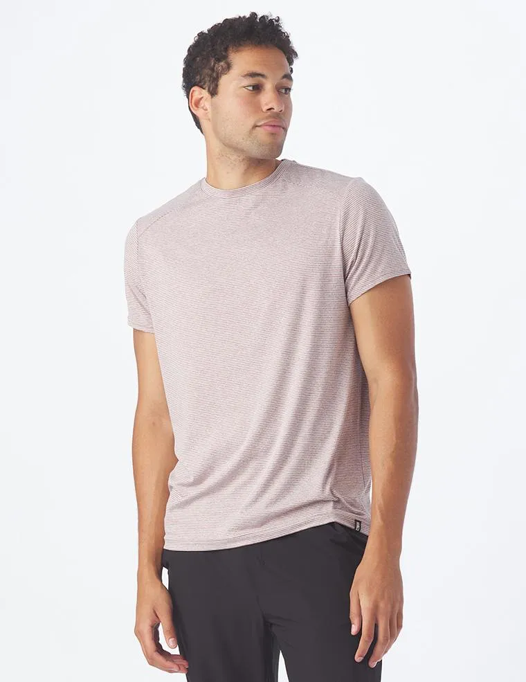 Salton Short Sleeve: Mauve Heather and White Stripe