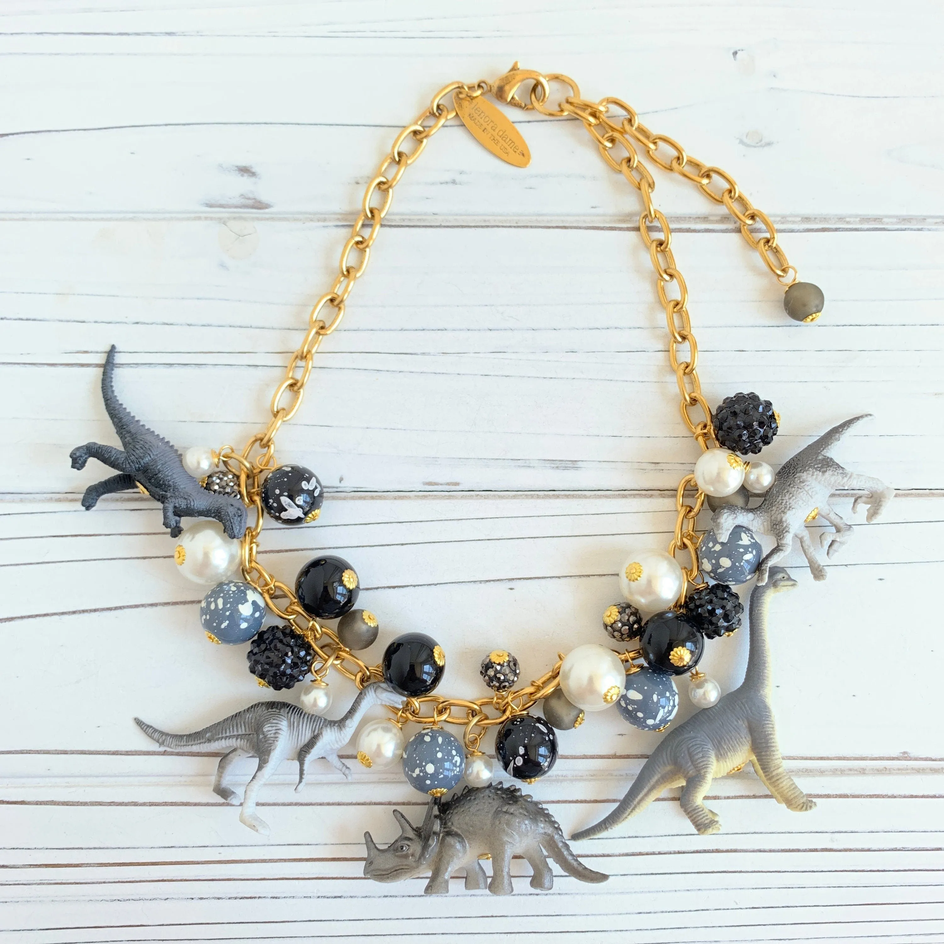 Slate Gray Dinosaur Necklace