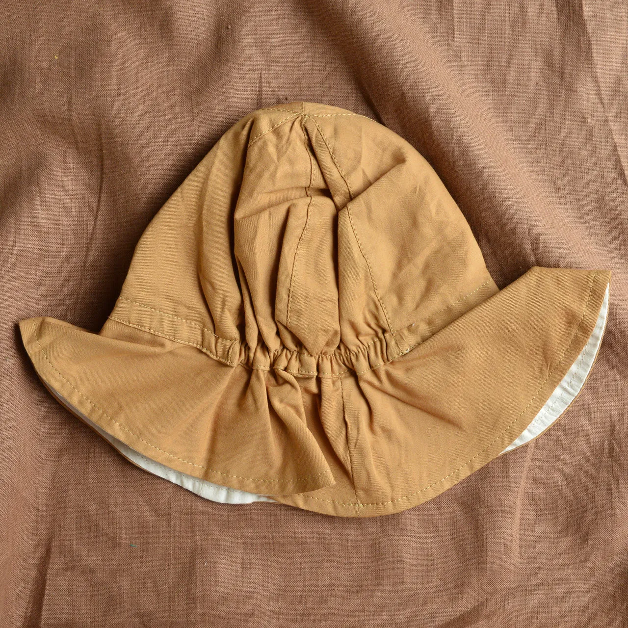 Sun Hat in 100% Organic Cotton  - Caramel (Newborn-6y )