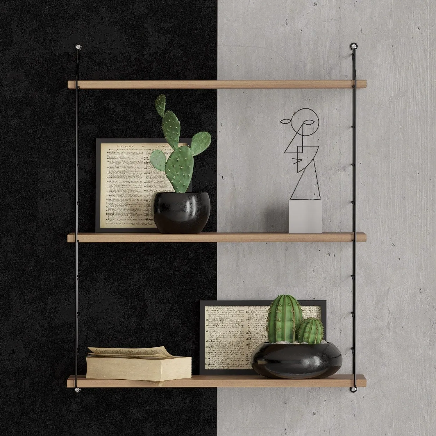 Wall Shelf Armoni 3'lü - Walnut