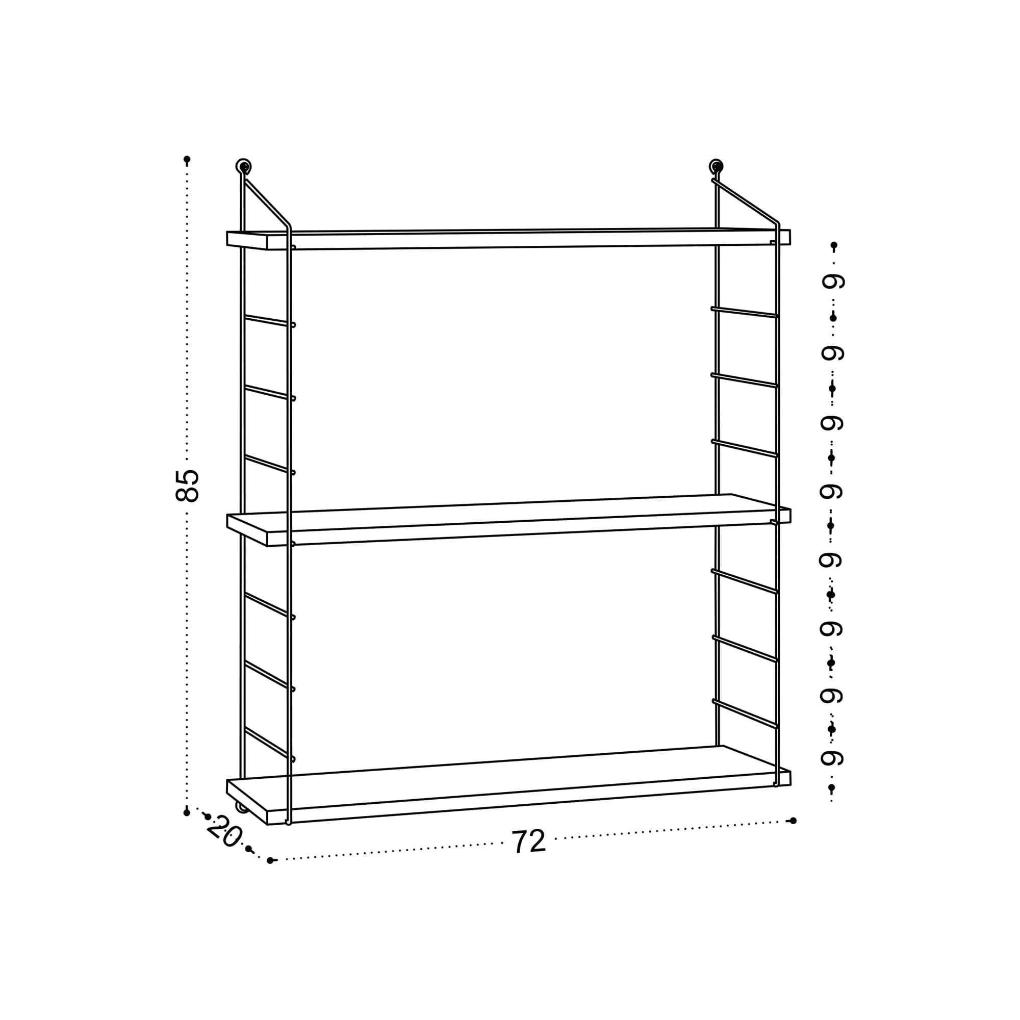 Wall Shelf Armoni 3'lü - Walnut