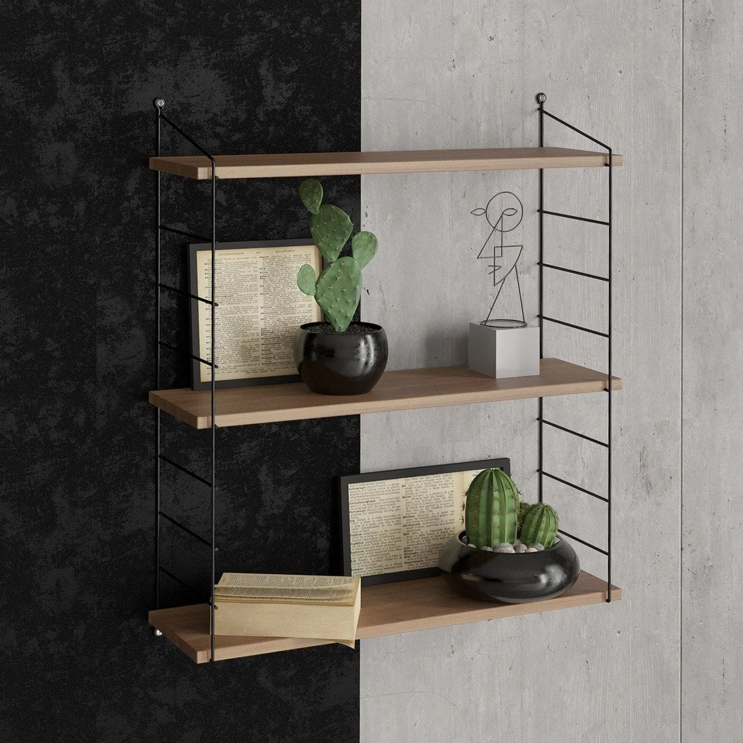 Wall Shelf Armoni 3'lü - Walnut