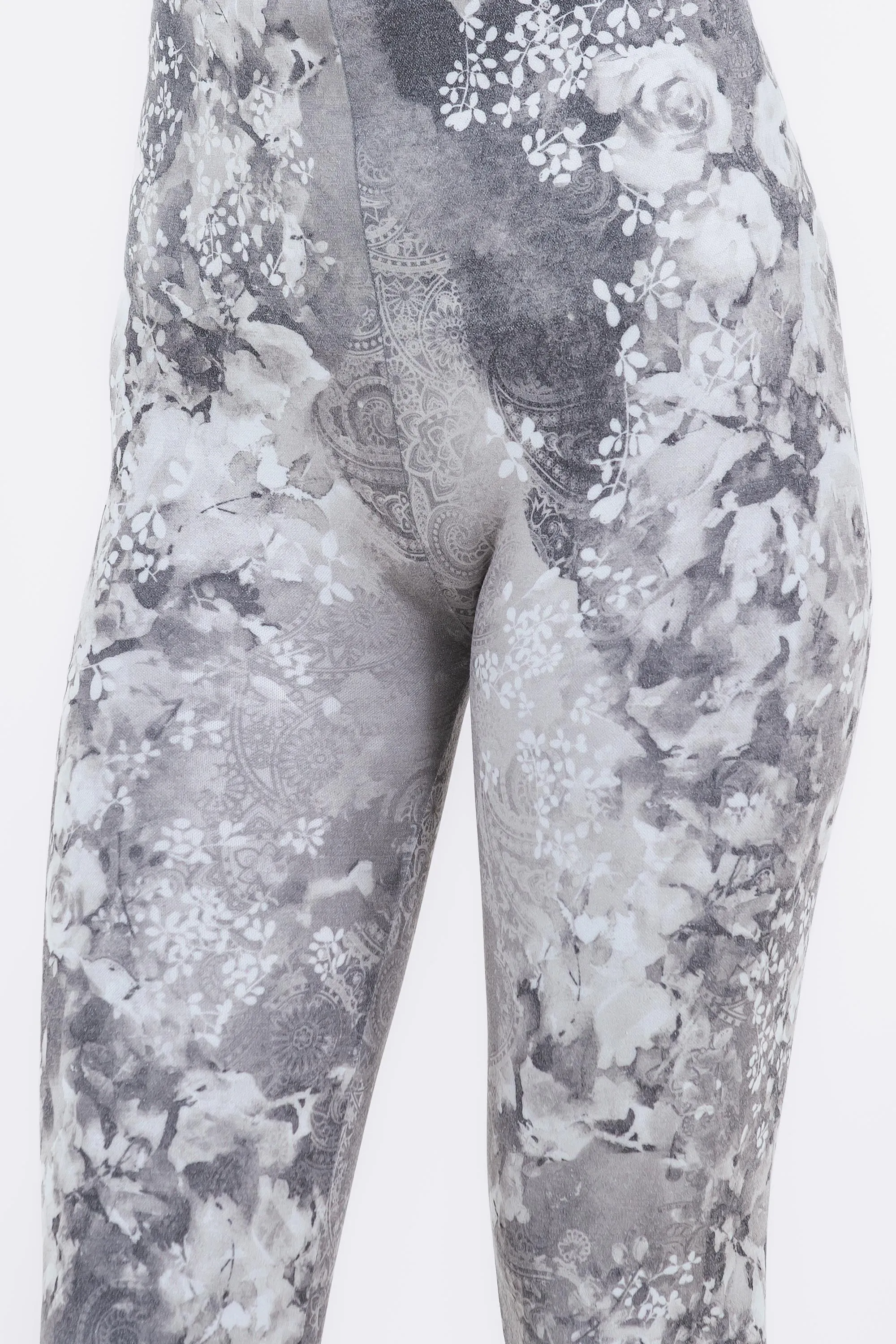 Watercolor Roses and Confetti Foliage Printed Leggings