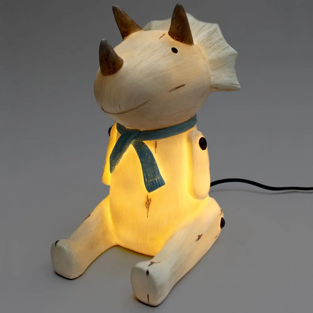 Wood Effect Cute Sitting Triceratops Light